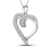 10k White Gold Womens Round Diamond Heart Pendant 1/4 Cttw