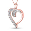 10k Rose Gold Womens Round Diamond Heart Pendant 1/4 Cttw