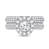 14k White Gold Round Diamond Halo Bridal Wedding Ring Band Set 1-7/8 Cttw