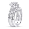 14k White Gold Round Diamond Halo Bridal Wedding Ring Band Set 1-7/8 Cttw