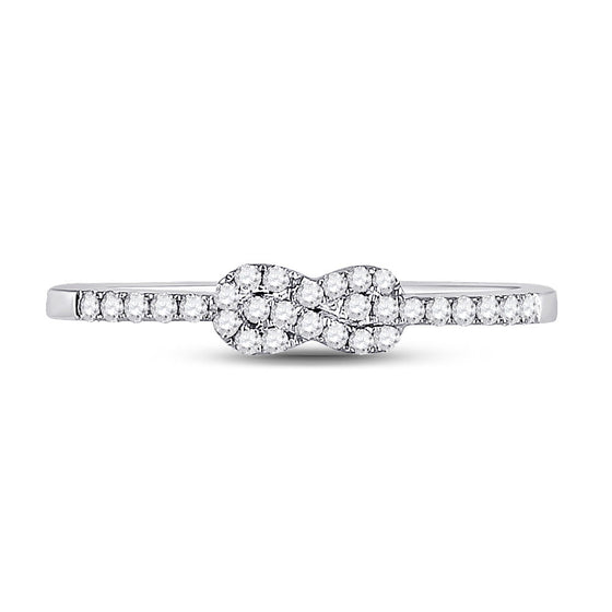 10k White Gold Womens Round Diamond Knot Stackable Band Ring 1/5 Cttw