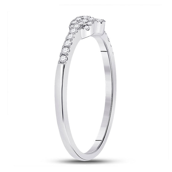 10k White Gold Womens Round Diamond Knot Stackable Band Ring 1/5 Cttw