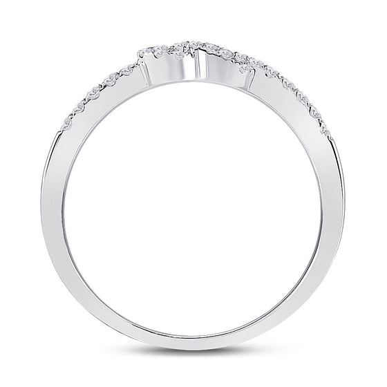 10k White Gold Womens Round Diamond Knot Stackable Band Ring 1/5 Cttw