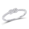 10k White Gold Womens Round Diamond Knot Stackable Band Ring 1/5 Cttw