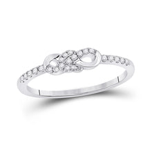  10k White Gold Womens Round Diamond Knot Stackable Band Ring 1/6 Cttw