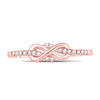 10k Rose Gold Womens Round Diamond Infinity Knot Stackable Band Ring 1/10 Cttw