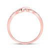 10k Rose Gold Womens Round Diamond Infinity Knot Stackable Band Ring 1/10 Cttw