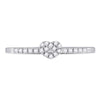 10k White Gold Womens Round Diamond Heart Stackable Band Ring 1/8 Cttw