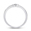 10k White Gold Womens Round Diamond Heart Stackable Band Ring 1/8 Cttw