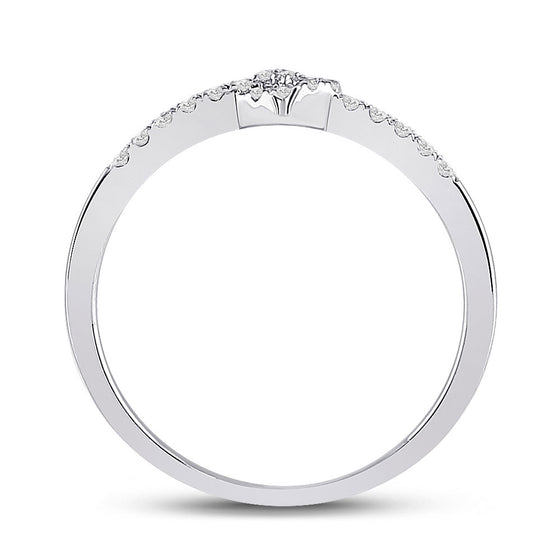 10k White Gold Womens Round Diamond Heart Stackable Band Ring 1/8 Cttw