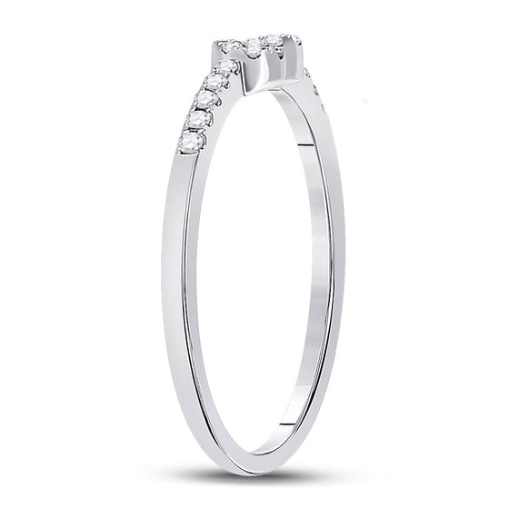 10k White Gold Womens Round Diamond Heart Stackable Band Ring 1/8 Cttw