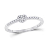 10k White Gold Womens Round Diamond Heart Stackable Band Ring 1/8 Cttw