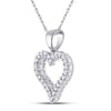 14k White Gold Womens Round Diamond Outline Heart Pendant 1/4 Cttw