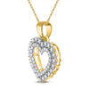 14k Yellow Gold Womens Round Diamond Heart Pendant 3/8 Cttw