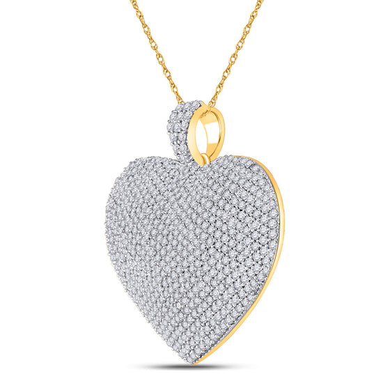 14k Yellow Gold Womens Round Diamond Charmed Heart Pendant 2 Cttw