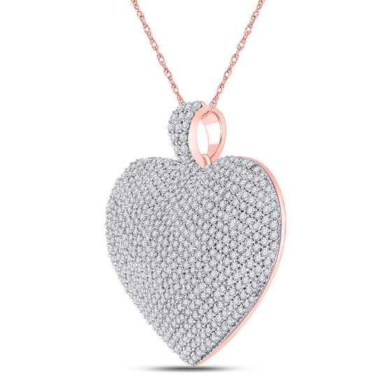 14k Rose Gold Womens Round Diamond Charmed Heart Pendant 2 Cttw