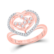  10k Rose Gold Womens Round Diamond Heart Ring 1/3 Cttw