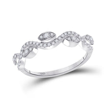  10k White Gold Womens Round Diamond Wavy Band Ring 1/5 Cttw