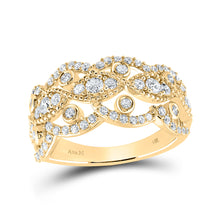  14k Yellow Gold Womens Round Diamond Rounded Edge Band Ring 1 Cttw