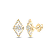  14k Yellow Gold Womens Round Diamond Geometric Cluster Earrings 3/8 Cttw