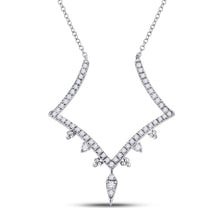  14k White Gold Womens Round Diamond Fashion Necklace 1/4 Cttw