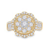14k Yellow Gold Womens Round Diamond Flower Cluster Ring 1-5/8 Cttw
