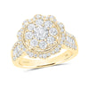 14k Yellow Gold Womens Round Diamond Flower Cluster Ring 1-5/8 Cttw