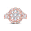 14k Rose Gold Womens Round Diamond Floral Cluster Bridal Wedding Engagement Ring 1-5/8 Cttw