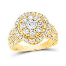  14k Yellow Gold Round Diamond Halo Bridal Wedding Engagement Ring 1-1/2 Cttw