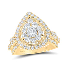  14k Yellow Gold Round Diamond Teardrop Bridal Wedding Engagement Ring 1-3/4 Cttw