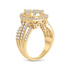 14k Yellow Gold Womens Round Diamond Teardrop Pear Cluster Ring 1-1/2 Cttw