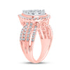 14k Rose Gold Womens Round Diamond Teardrop Pear Cluster Ring 1-1/2 Cttw