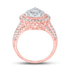 14k Rose Gold Womens Round Diamond Teardrop Pear Cluster Ring 1-1/2 Cttw