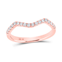  10k Rose Gold Womens Round Diamond Wedding Curved Enhancer Band 1/5 Cttw