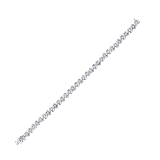 14k White Gold Womens Round Diamond Tennis Bracelet 1 Cttw