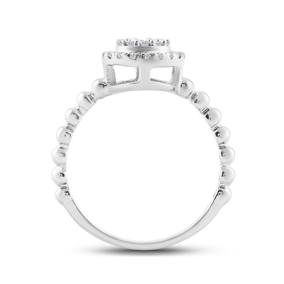 10k White Gold Womens Baguette Diamond Circle Cluster Ring 1/4 Cttw