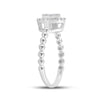10k White Gold Womens Baguette Diamond Circle Cluster Ring 1/4 Cttw