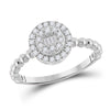 10k White Gold Womens Baguette Diamond Circle Cluster Ring 1/4 Cttw