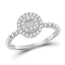  10k White Gold Womens Baguette Diamond Circle Cluster Ring 1/4 Cttw
