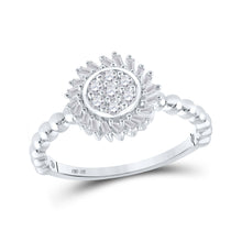  10k White Gold Womens Round Diamond Cluster Ring 1/3 Cttw