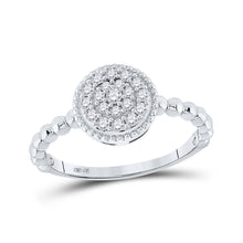  10k White Gold Womens Round Diamond Beaded Circle Cluster Ring 3/8 Cttw