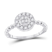  10k White Gold Womens Round Diamond Circle Cluster Ring 1/3 Cttw
