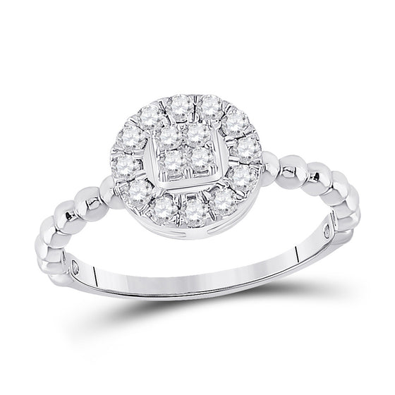 10k White Gold Womens Round Diamond Circle Cluster Ring 1/3 Cttw