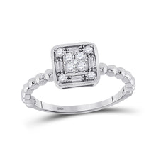  10k White Gold Womens Round Diamond Square Cluster Ring 1/4 Cttw