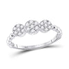 10k White Gold Womens Round Diamond Beaded Triple Cluster Ring 1/3 Cttw