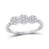 10k White Gold Womens Round Diamond Beaded Triple Cluster Ring 1/3 Cttw