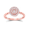 10k Rose Gold Womens Baguette Diamond Circle Cluster Ring 1/4 Cttw