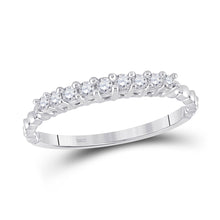  10k White Gold Womens Round Diamond Single Row Band Ring 1/4 Cttw