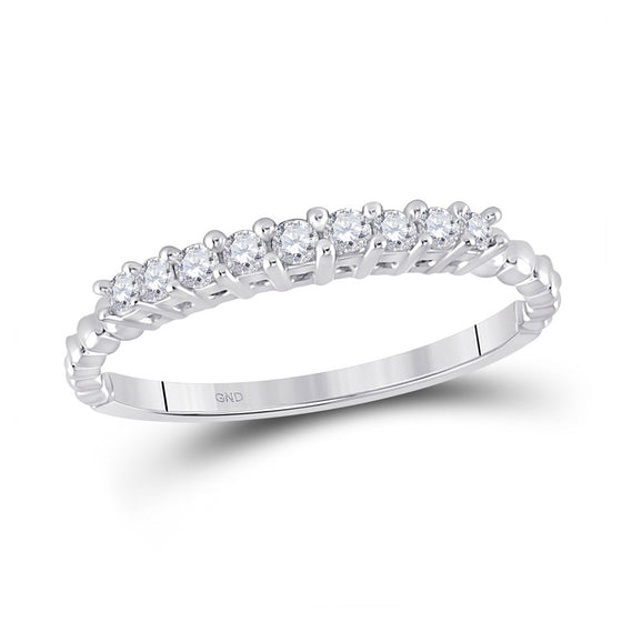 10k White Gold Womens Round Diamond Single Row Band Ring 1/4 Cttw
