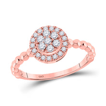  10k Rose Gold Womens Round Diamond Cluster Ring 1/3 Cttw
